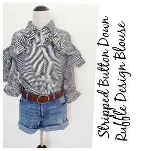 💥Button Down Stripped Long Sleeve Blouse